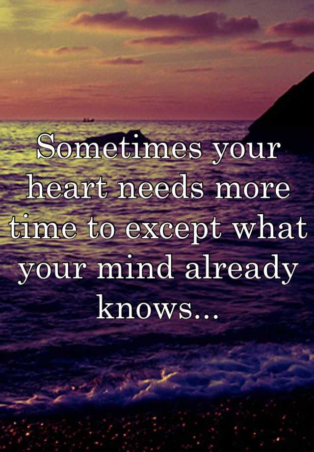 Sometimes Your Heart Needs More Time To Except What Your Mind Already 