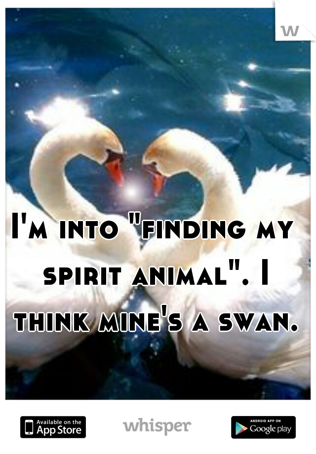 I'm into "finding my spirit animal". I think mine's a swan.