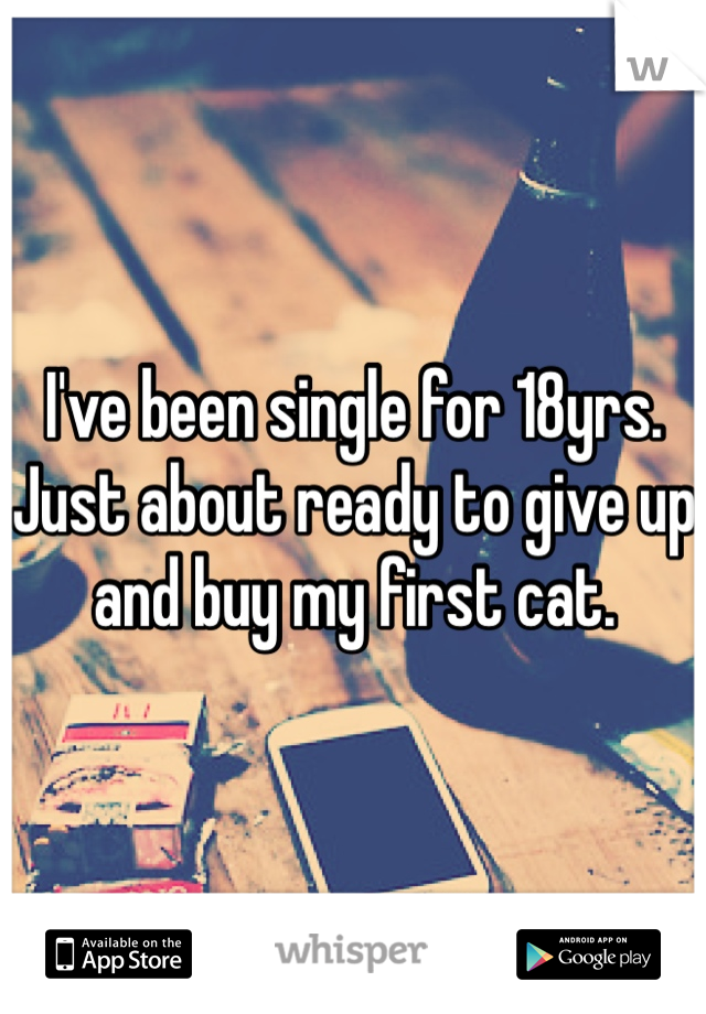 I've been single for 18yrs. Just about ready to give up and buy my first cat.