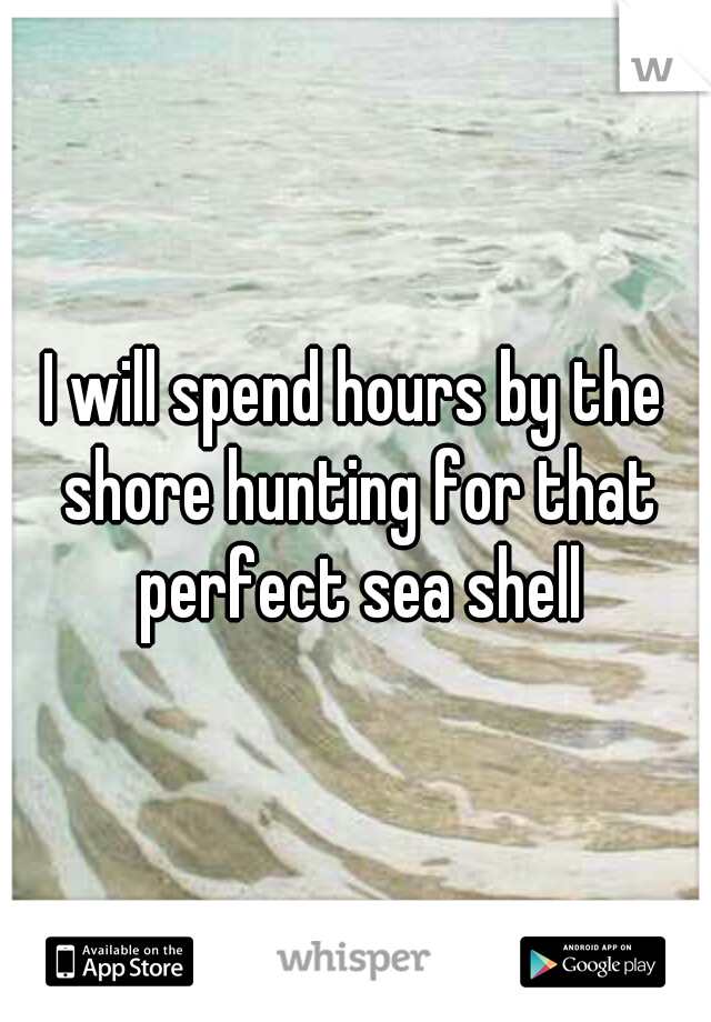 I will spend hours by the shore hunting for that perfect sea shell