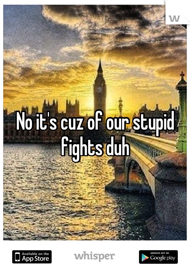 No it's cuz of our stupid fights duh

