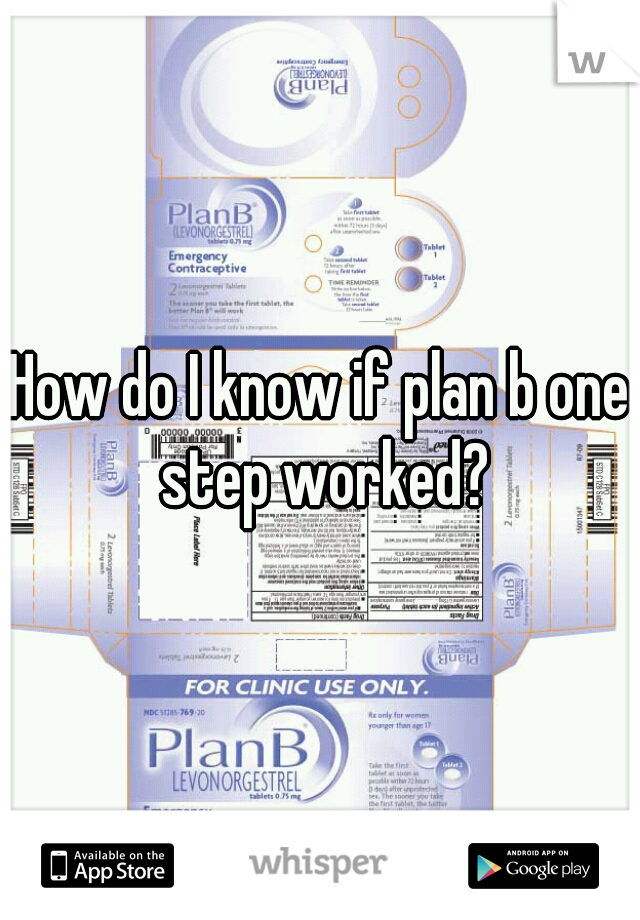 How Do I Know If Plan B One Step Worked