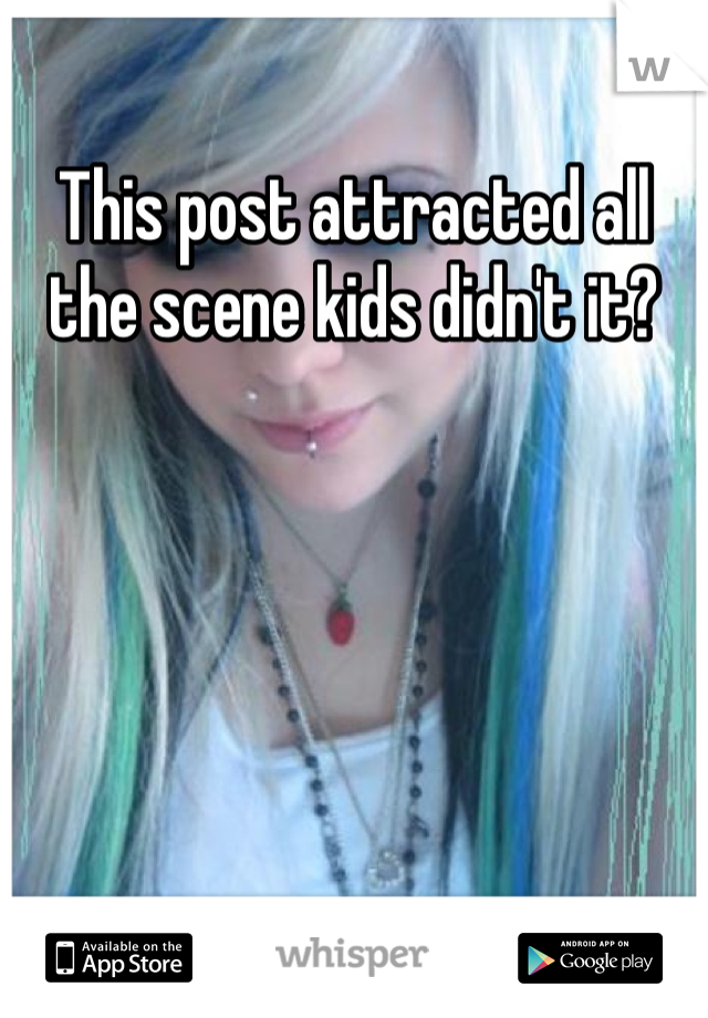 This post attracted all the scene kids didn't it? 