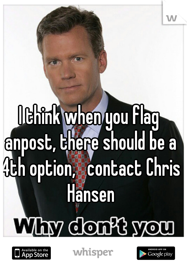 I think when you flag anpost, there should be a 4th option,   contact Chris Hansen