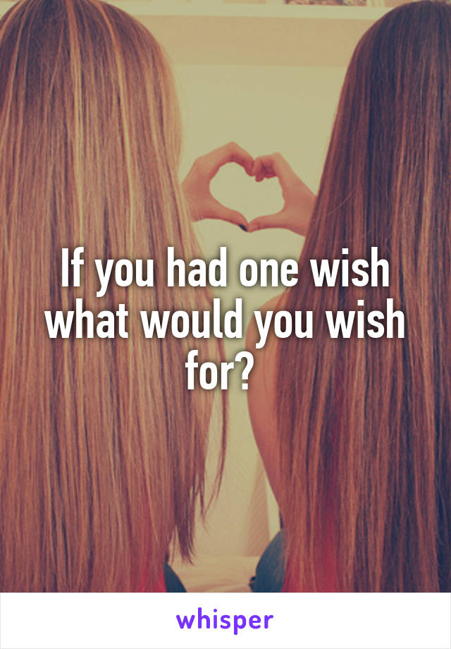 If You Had One Wish What Would You Wish For 4706