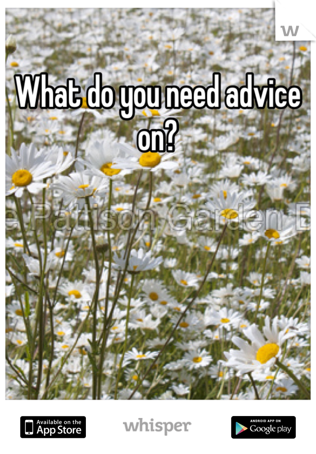 What do you need advice on? 