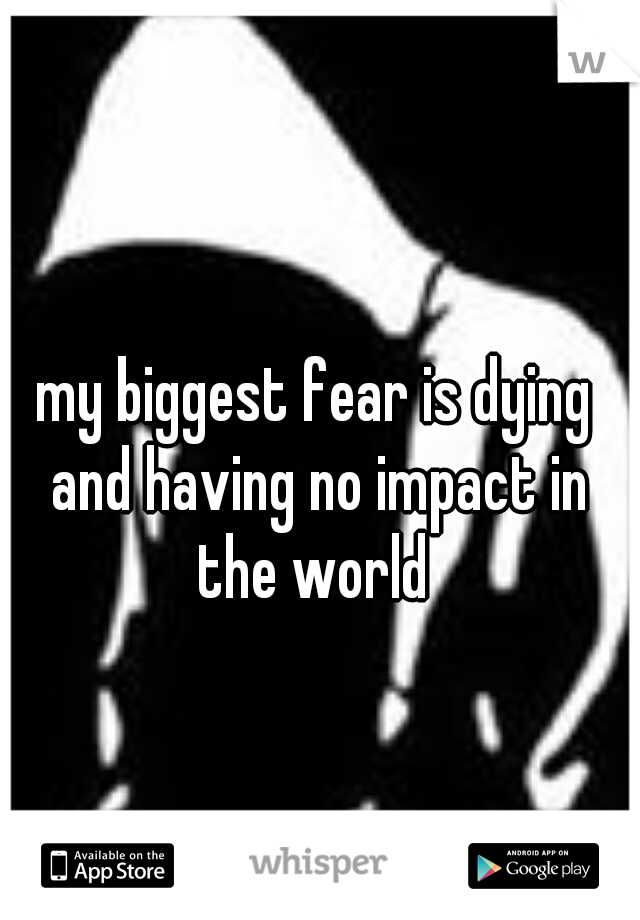 my biggest fear is dying and having no impact in the world 