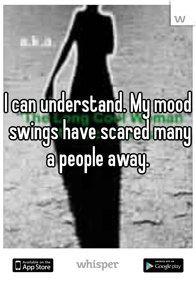 I can understand. My mood swings have scared many a people away. 