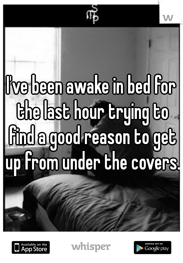 I've been awake in bed for the last hour trying to find a good reason to get up from under the covers.