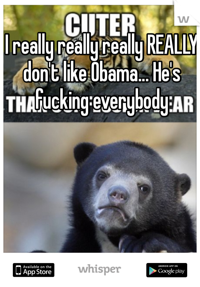 I really really really REALLY don't like Obama... He's fucking everybody 