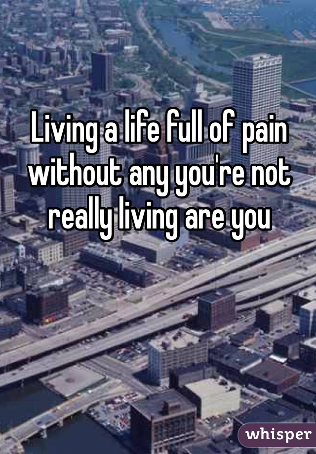 Living a life full of pain without any you're not really living are you 