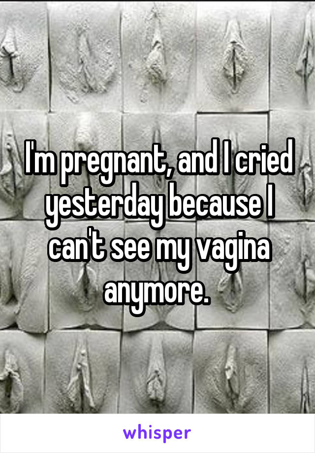 I'm pregnant, and I cried yesterday because I can't see my vagina anymore. 
