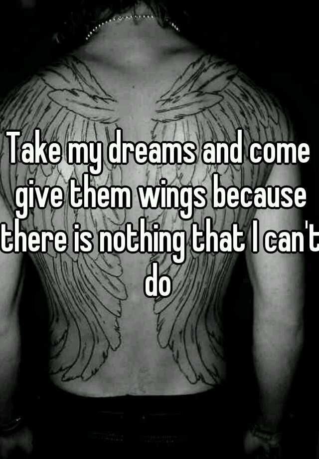 Take My Dreams And Come Give Them Wings Because There Is Nothing That I