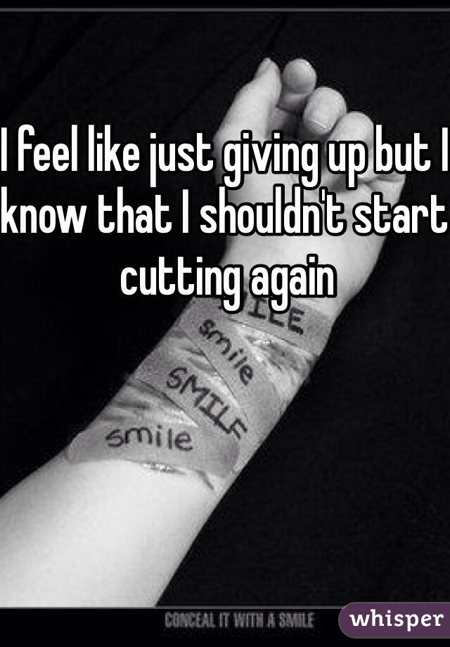 I feel like just giving up but I know that I shouldn't start cutting again 