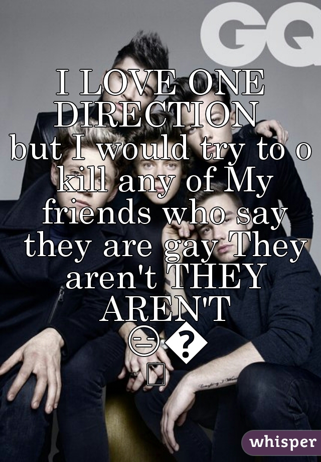 I LOVE ONE DIRECTION  
but I would try to o kill any of My friends who say they are gay They aren't THEY AREN'T 😑😑 