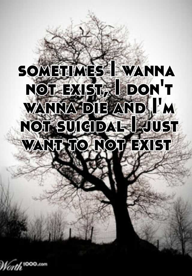 sometimes I wanna not exist, I don't wanna die and I'm not suicidal I