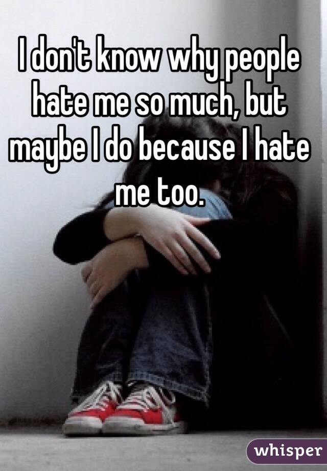 I don't know why people hate me so much, but maybe I do because I hate me too. 