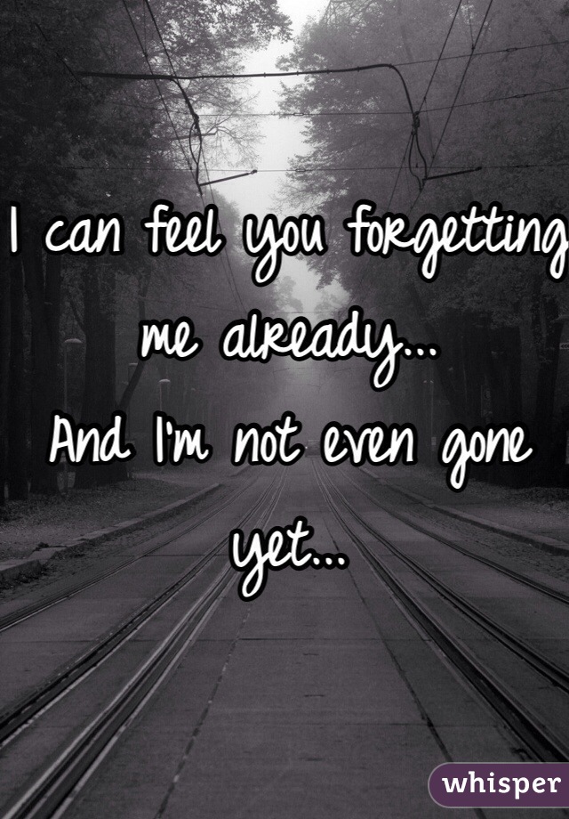 I Can Feel You Forgetting Me Already And I M Not Even Gone Yet