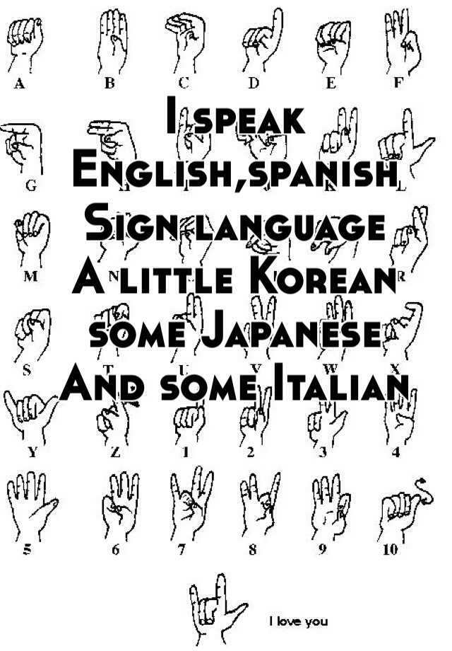 I Speak English Spanish Sign Language A Little Korean Some Japanese And Some Italian