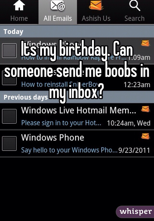 My inbox in boobs Touch My