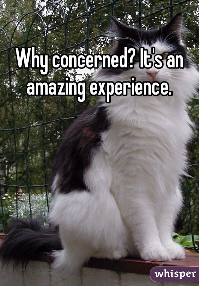 Why concerned? It's an amazing experience. 