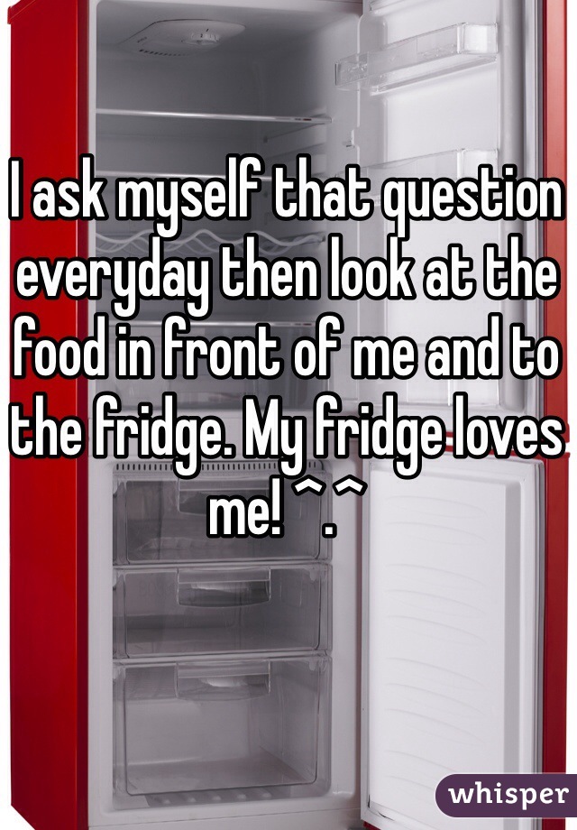 I ask myself that question everyday then look at the food in front of me and to the fridge. My fridge loves me! ^.^ 