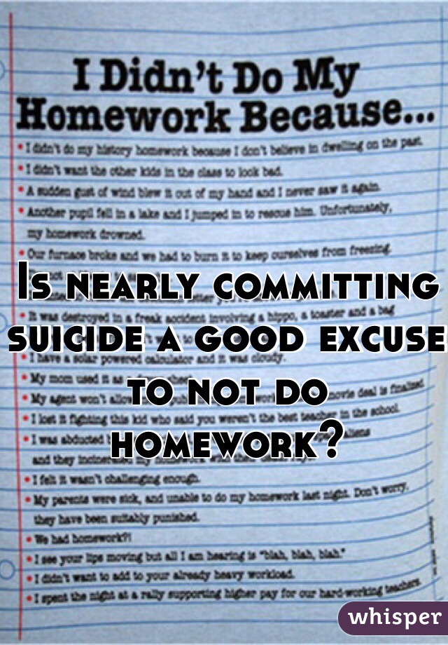 top ten excuses for not doing homework