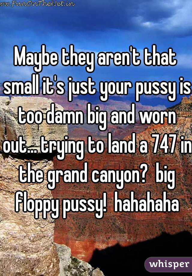 Maybe they aren't that small it's just your pussy is too damn big and worn out... trying to land a 747 in the grand canyon?  big floppy pussy!  hahahaha