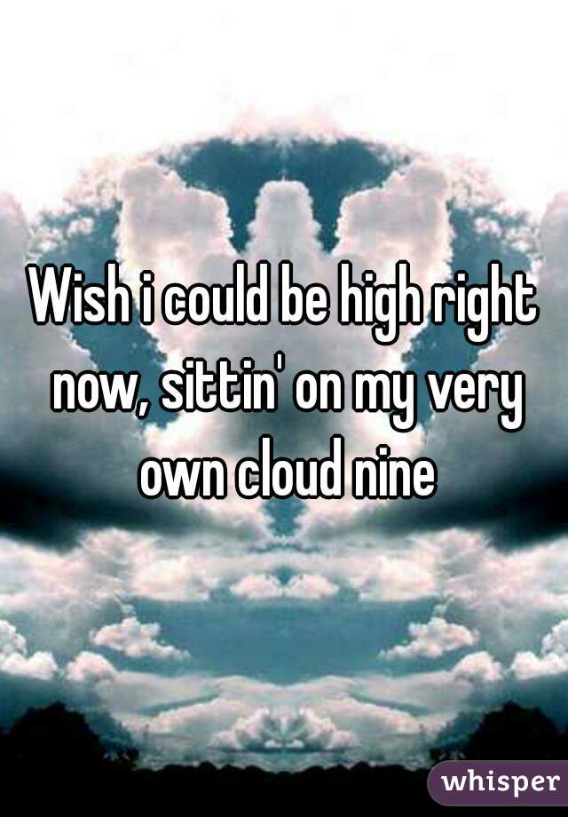 Wish i could be high right now, sittin' on my very own cloud nine