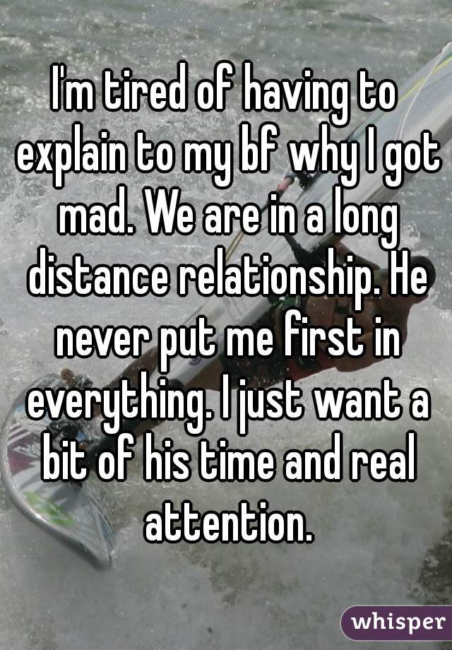 Tired of long distance relationship