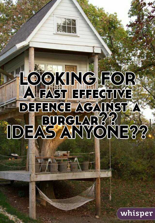LOOKING FOR
A fast effective defence against a burglar??
IDEAS ANYONE??