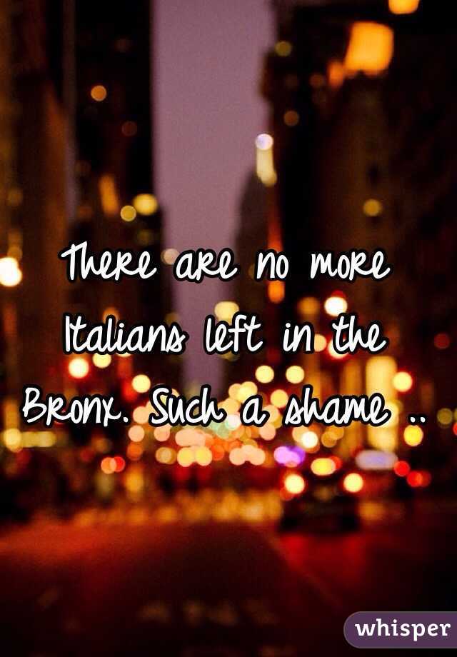 There are no more Italians left in the Bronx. Such a shame ..