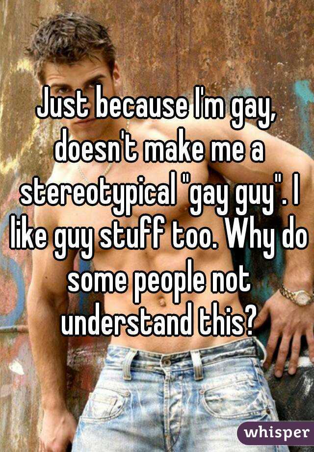 Just because I'm gay, doesn't make me a stereotypical "gay guy". I like guy stuff too. Why do some people not understand this?