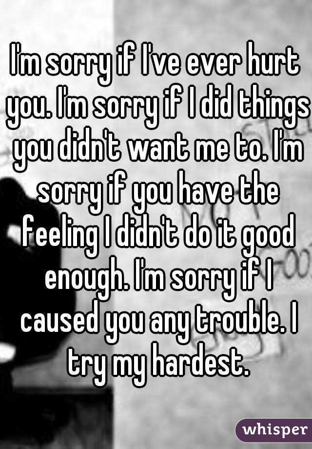 Im Sorry If Ive Ever Hurt You Im Sorry If I Did Things You Didnt