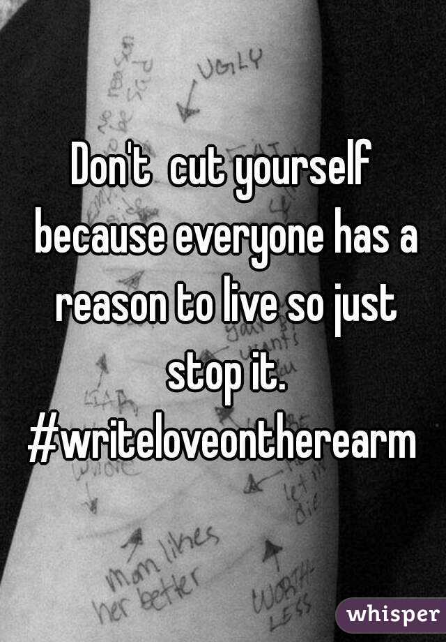 Don't cut yourself because everyone has a reason to live so just stop