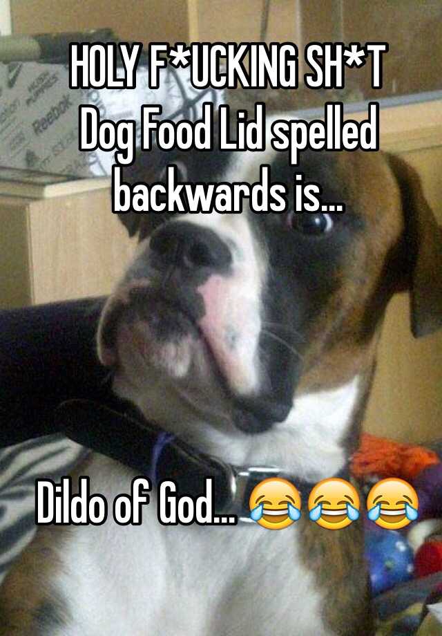Holy F Ucking Sh T Dog Food Lid Spelled Backwards Is Dildo Of God