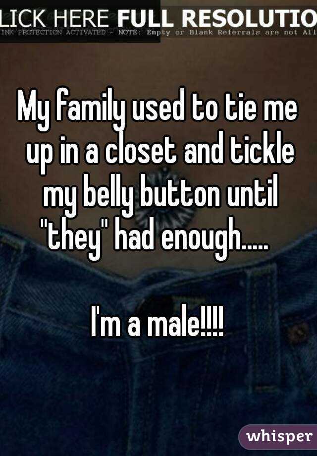 Male belly button tickle