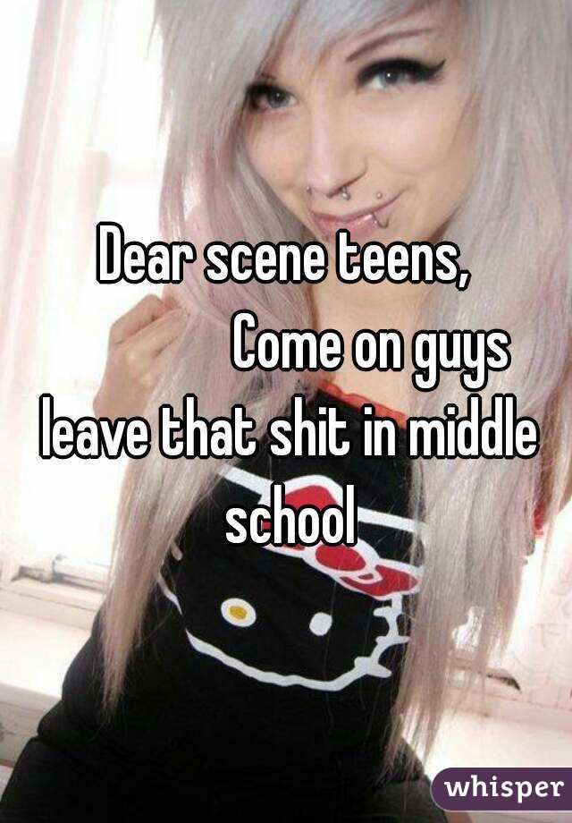 Dear scene teens,
               Come on guys leave that shit in middle school