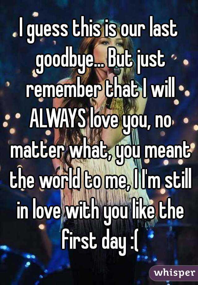 I guess this our goodbye... But just remember that will love you,