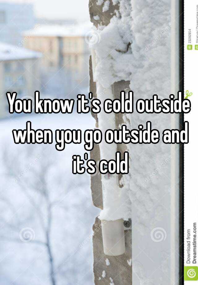 You Know Its Cold Outside When You Go Outside And Its Cold