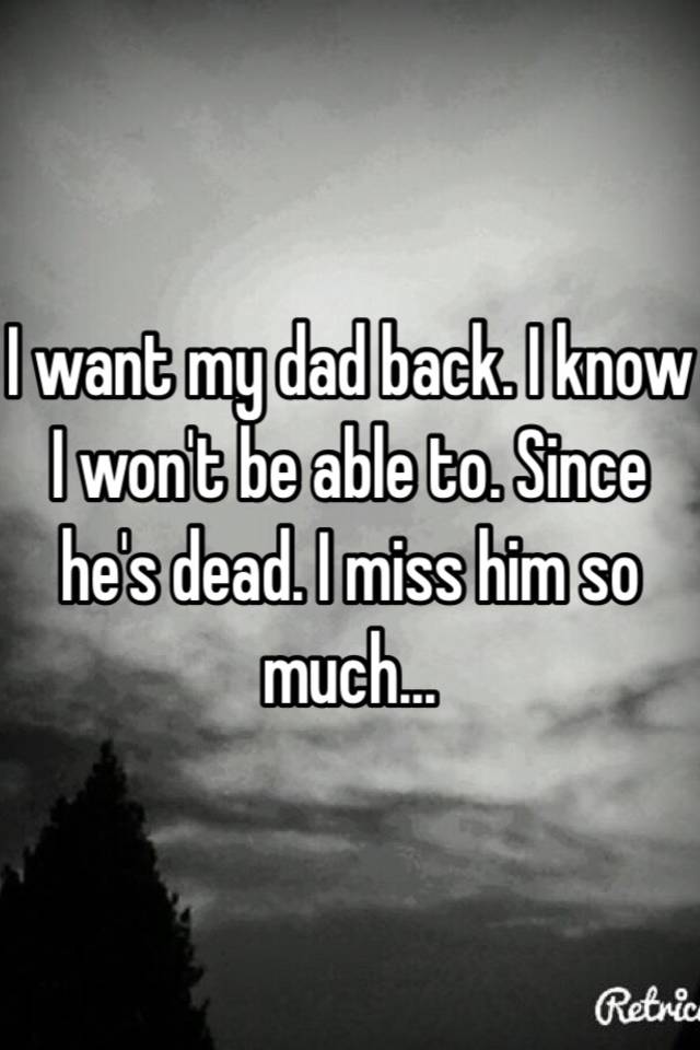 I Want My Dad Back I Know I Won T Be Able To Since He S Dead I Miss Him So Much