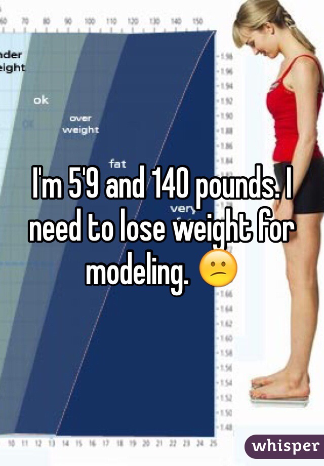 I'm 5'9 and 140 pounds. I need to lose weight for modeling. 😕