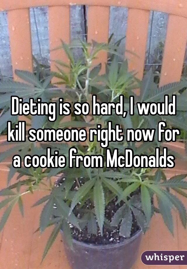 Dieting is so hard, I would kill someone right now for a cookie from McDonalds 