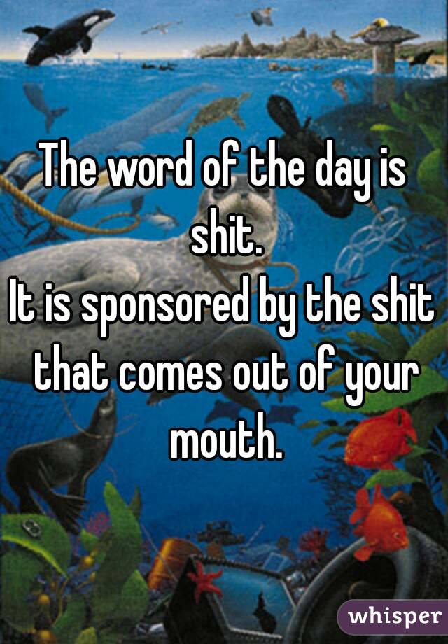 The word of the day is shit.
It is sponsored by the shit that comes out of your mouth.