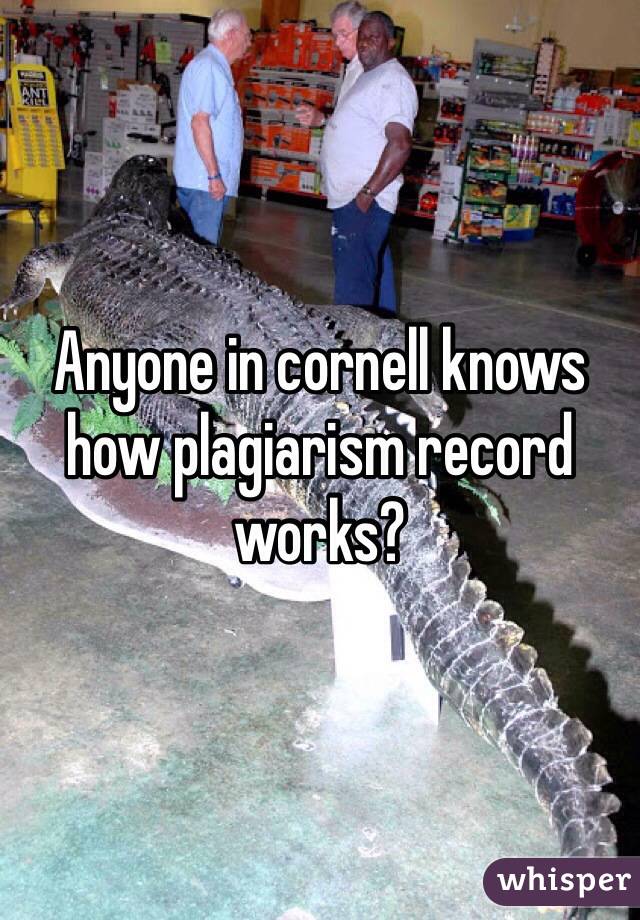 Anyone in cornell knows how plagiarism record works? 