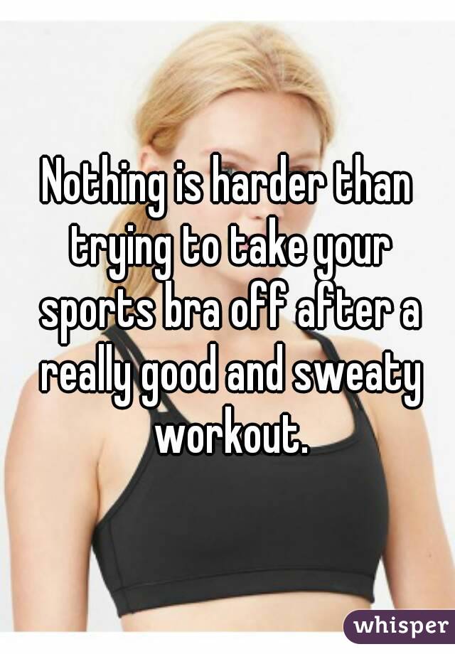 taking off a sports bra