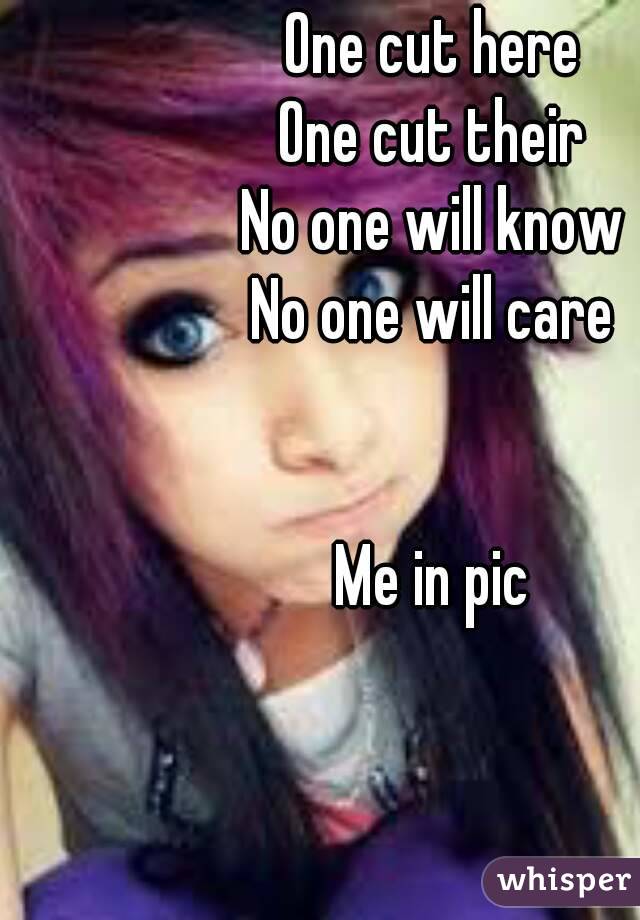 One cut here
One cut their
No one will know
No one will care


Me in pic