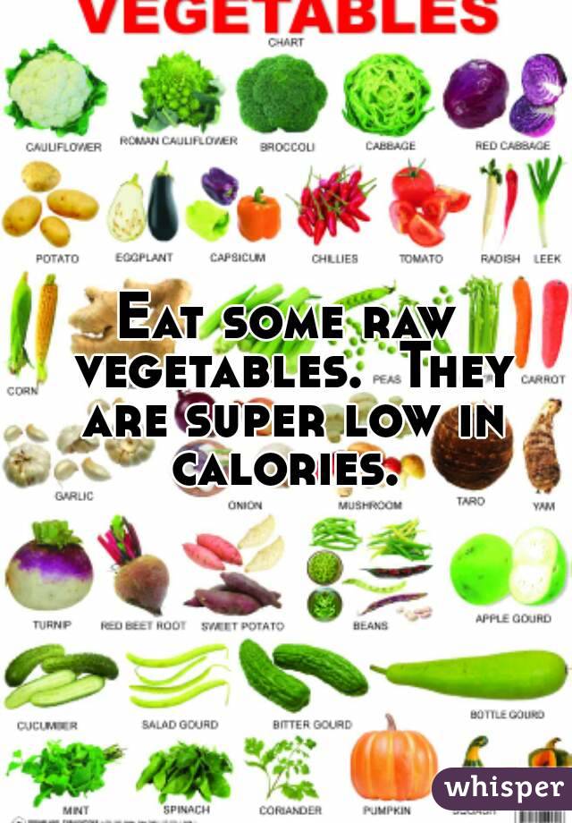 Calories In Raw Vegetables Chart