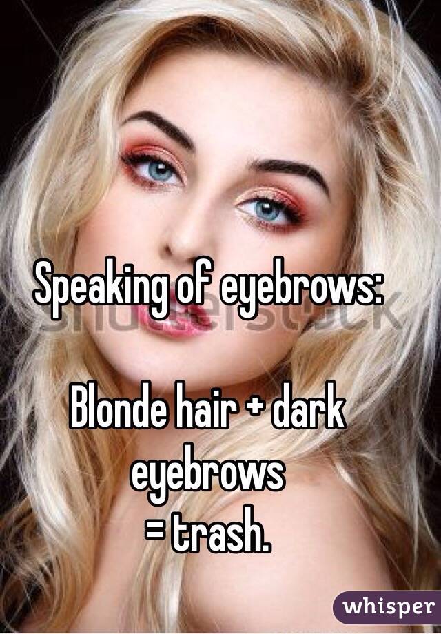 Speaking Of Eyebrows Blonde Hair Dark Eyebrows Trash