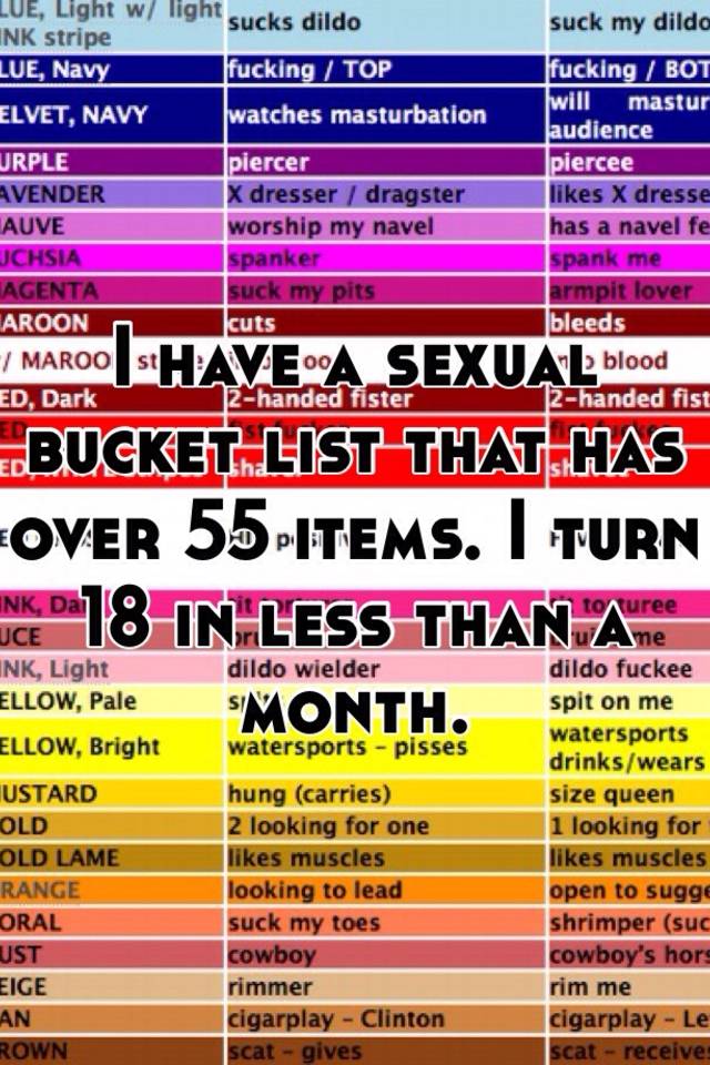 I Have A Sexual Bucket List That Has Over 55 Items I Turn 18 In Less Than A Month